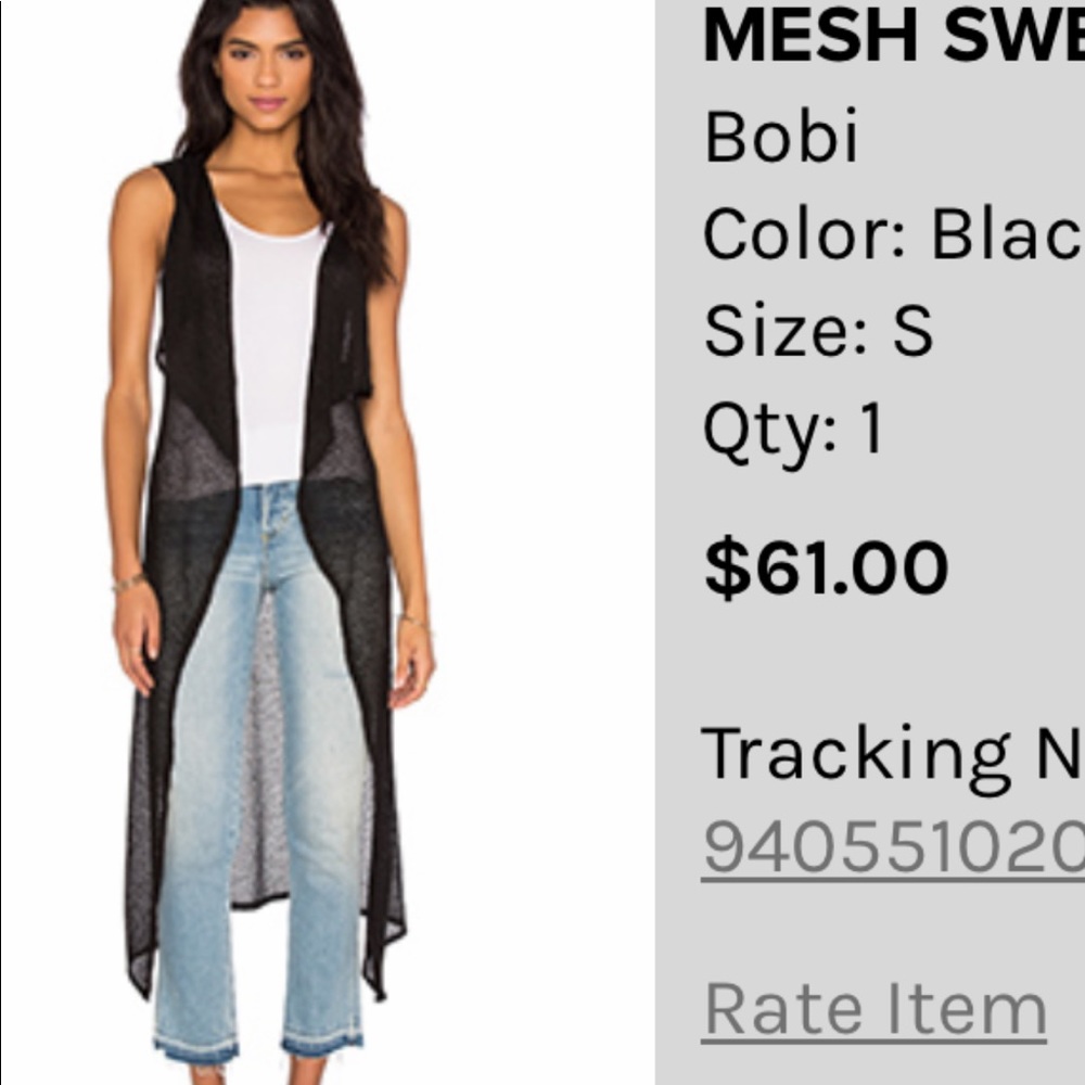 Bobi Black Mesh Sleeveless Sweater